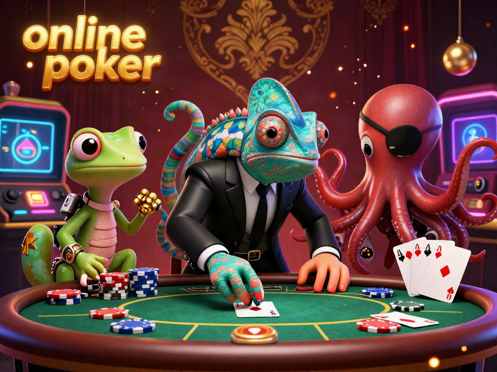 Engage in online poker glory with vibrant characters and a dynamic poker scene.