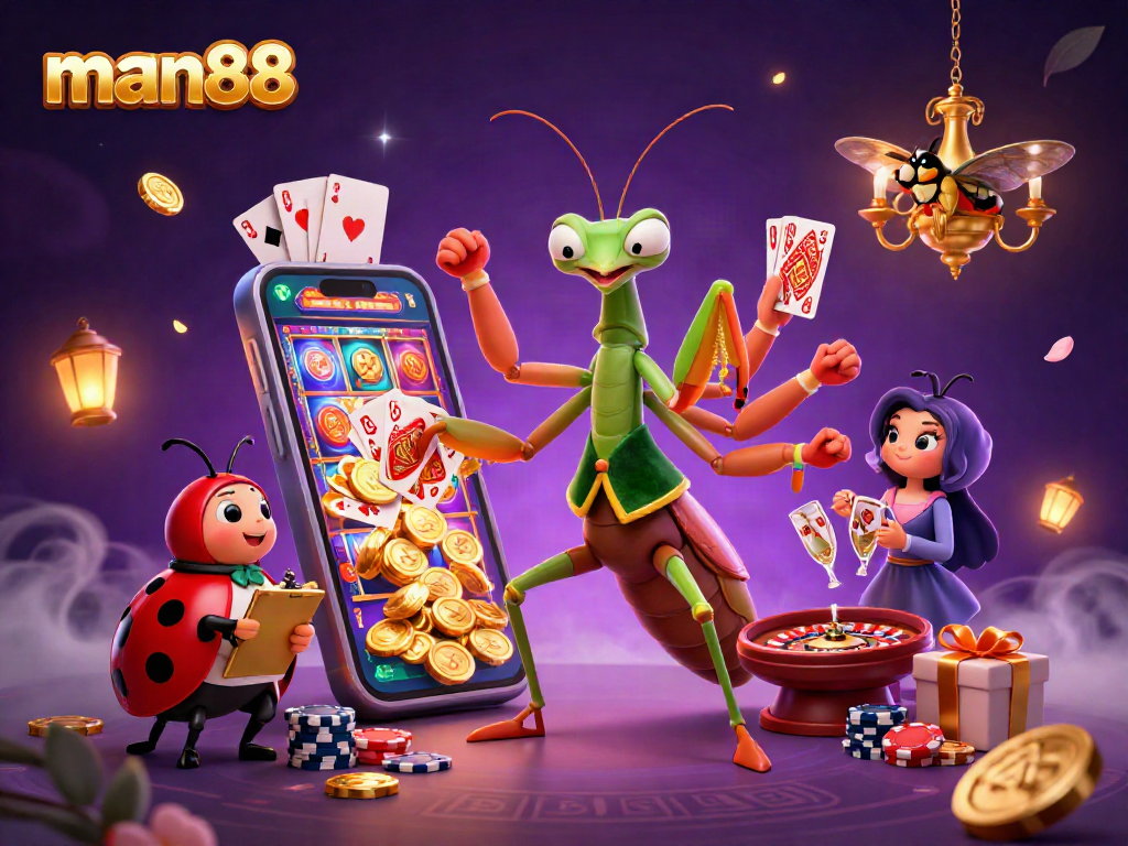Experience exciting gaming at man88 with vibrant 3D casino characters and dynamic games in action.